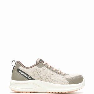 Beige Wolverine Bolt DuraShocks® Knit CarbonMax® Women Work Shoes | VYK6645QJ