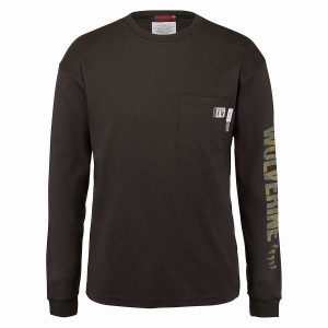 Black Wolverine FR Long Sleeve Print Tee Men T Shirts | URT3084VA