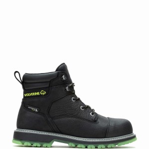 Black Wolverine Floorhand LX Cap-Toe Steel-Toe 6" Men Work Boots | JWY145TF