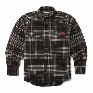 Black Wolverine Glacier Heavyweight Long Sleeve Flannel Men Shirts | IBD121LW