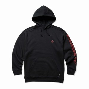 Black Wolverine Graphic- Sleeve Logo Men Hoodie | LVZ934NU