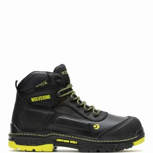 Black Yellow Wolverine Overpass CarbonMAX® 6" Men Work Boots | NIV8655HV