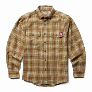 Brown Wolverine Glacier Heavyweight Long Sleeve Flannel Men Shirts | PMK5287YS