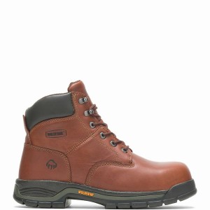 Brown Wolverine Harrison Lace-Up Steel-Toe 6" Men Work Boots | FOO4819HL