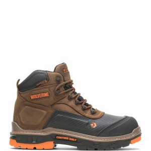 Brown Wolverine Overpass CarbonMAX® 6" Men Work Boots | WEV7858RH