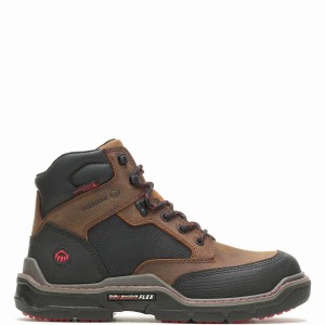 Brown Wolverine Raider DuraShocks® Heavy Duty 6" CarbonMAX® Men Work Boots | IQA8394UT