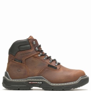 Brown Wolverine Raider DuraShocks® Waterproof 6" Met-Guard Men Work Boots | OJN4453QX