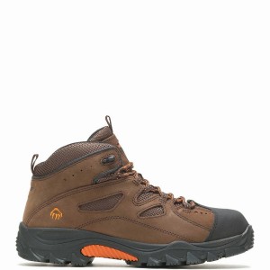 Dark Brown Black Wolverine Hudson Steel-Toe Men Work Boots | PLZ2671GZ