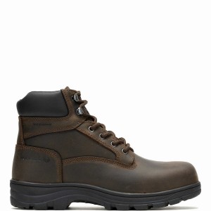 Dark Brown Wolverine Carlsbad Waterproof 6" Steel-Toe Men Work Boots | WEV4628SC