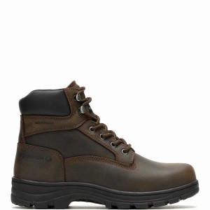 Dark Brown Wolverine Carlsbad Waterproof 6" Men Work Boots | OLG2026TW