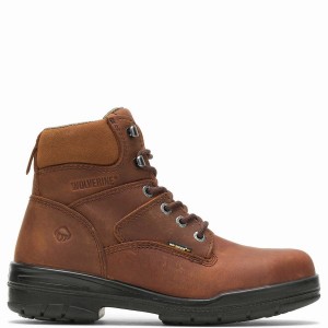 Dark Brown Wolverine DuraShocks® Slip Resistant Steel-Toe 6" Men Work Boots | PUE6621BS