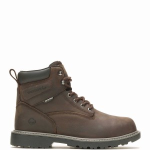 Dark Brown Wolverine Floorhand Met-Guard 6" Steel-Toe Men Work Boots | BUQ9834MO