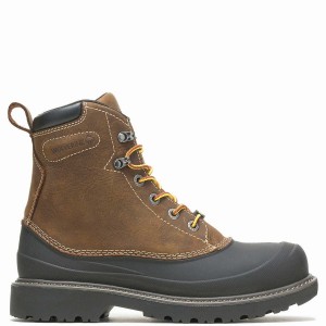 Dark Brown Wolverine Floorhand Swamp 6" Steel-Toe Men Work Boots | MZM6590OL