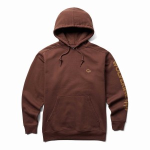 Dark Brown Wolverine Graphic- Sleeve Logo Men Hoodie | YMA499DD