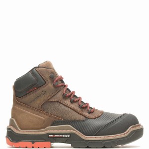 Dark Brown Wolverine Raider DuraShocks® Shield 6" CarbonMAX® Men Work Boots | QJB719UH