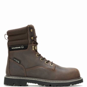 Dark Brown Wolverine Revival 8" Composite-Toe Men Work Boots | XNB4970DS