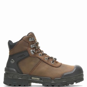 Dark Brown Wolverine Warrior Met-Guard 6" Men Work Boots | DBD4439ZG