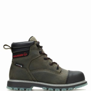 Green Wolverine Floorhand LX Cap-Toe Steel-Toe 6" Men Work Boots | ULU10034AY