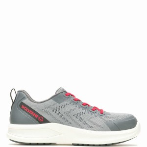 Grey Red Wolverine Bolt DuraShocks® Knit CarbonMax® Men Work Shoes | KTX2630WL