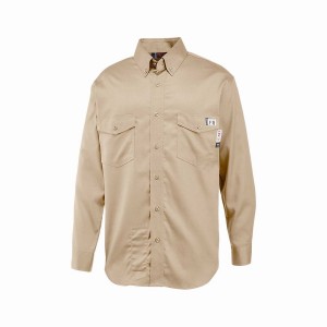 Khaki Wolverine FireZerO Twill Long Sleeve - 3X Men Shirts | RUL2374AR