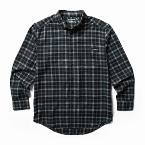 Navy Wolverine Rivet Flannel Men Shirts | EBV5099QT