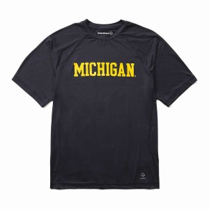 Navy Wolverine x Valiant University of Michigan Sun-Stop Eco Short Sleeve Tee Men T Shirts | DLH6180LW