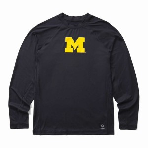 Navy Wolverine x Valiant University of Michigan Sun-Stop Eco Long Sleeve Tee Men T Shirts | AZC5146RZ