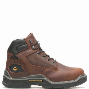 Red Brown Wolverine Raider DuraShocks® Insulated 6" CarbonMAX® Men Work Boots | VPD338FZ