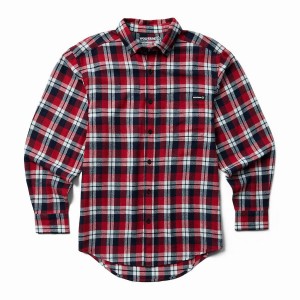 Red Wolverine Pike Flannel Men Shirts | WEX8089NT