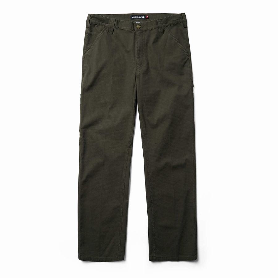 Black Green Wolverine Eaton Ripstop Carpenter Men Pants | TUN6818MI