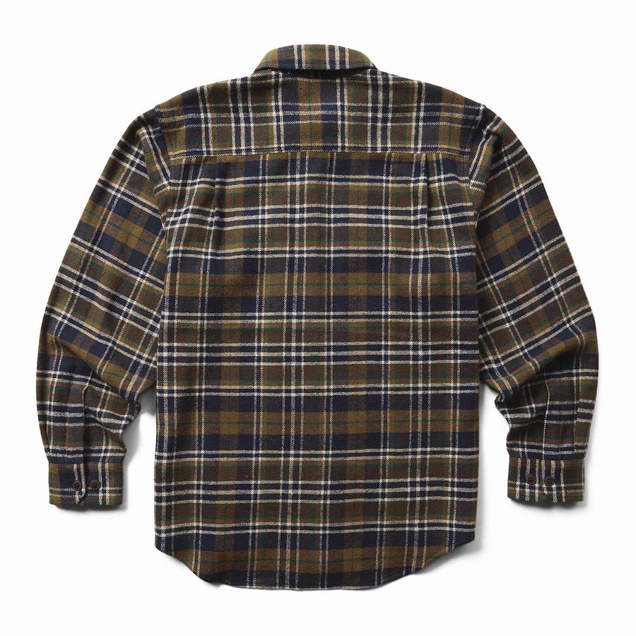 Black Green Wolverine Glacier Heavyweight Long Sleeve Flannel Men Shirts | IST7315OV