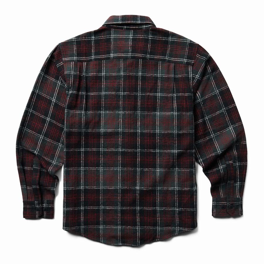 Black Red Wolverine Glacier Heavyweight Long Sleeve Flannel Men Shirts | QMI9567HU