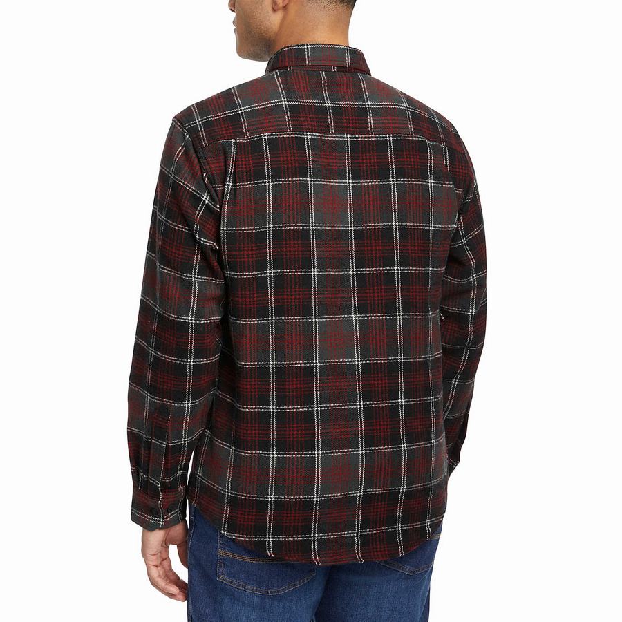 Black Red Wolverine Glacier Heavyweight Long Sleeve Flannel Men Shirts | QMI9567HU