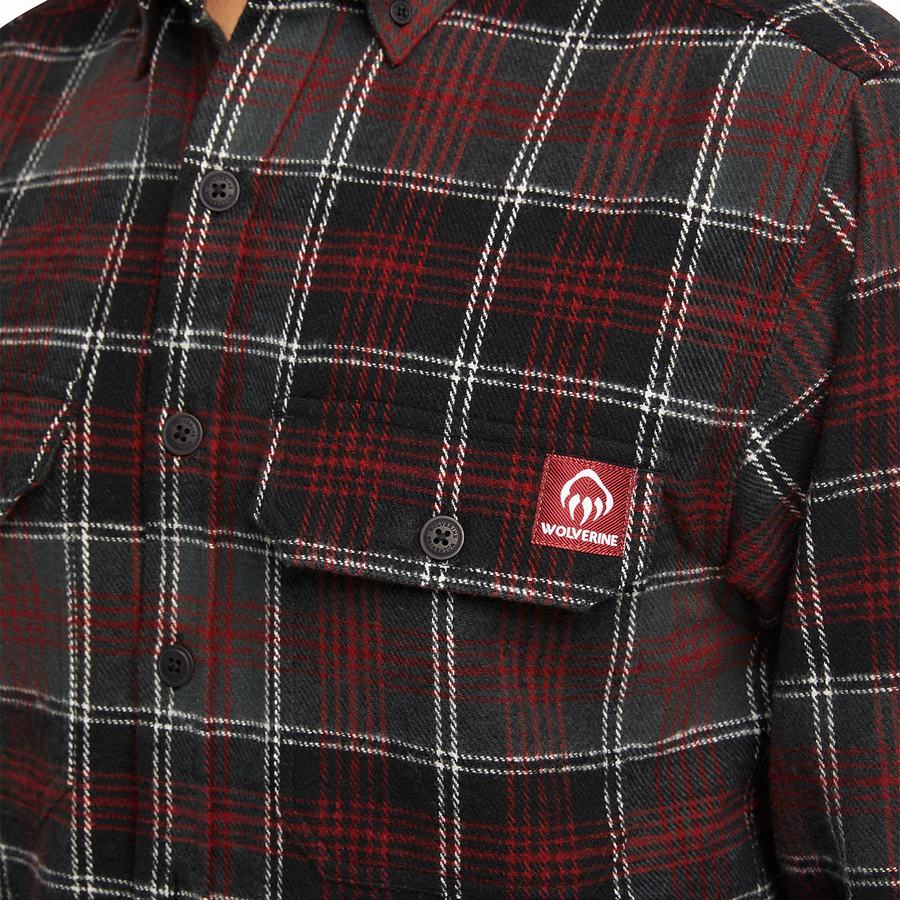 Black Red Wolverine Glacier Heavyweight Long Sleeve Flannel Men Shirts | QMI9567HU