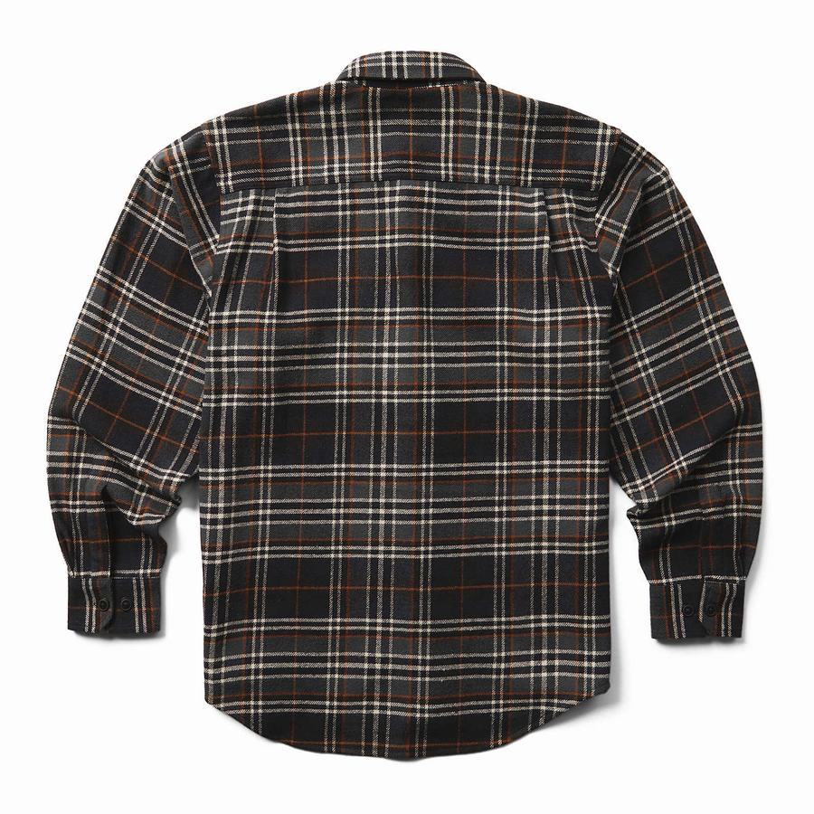 Black Wolverine Glacier Heavyweight Long Sleeve Flannel Men Shirts | IBD121LW