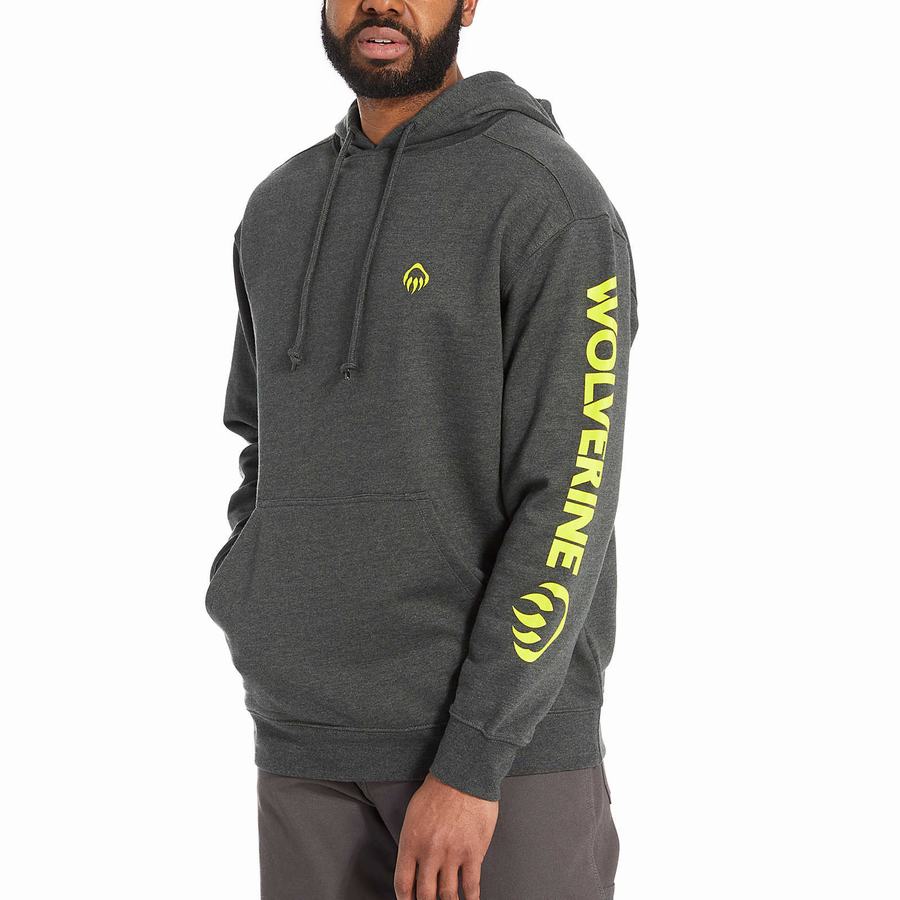 Black Wolverine Graphic- Sleeve Logo Men Hoodie | CNY1616KO