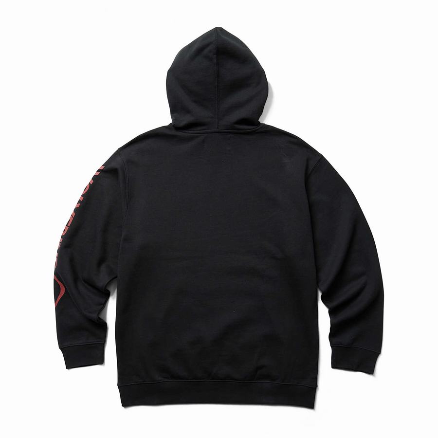 Black Wolverine Graphic- Sleeve Logo Men Hoodie | LVZ934NU