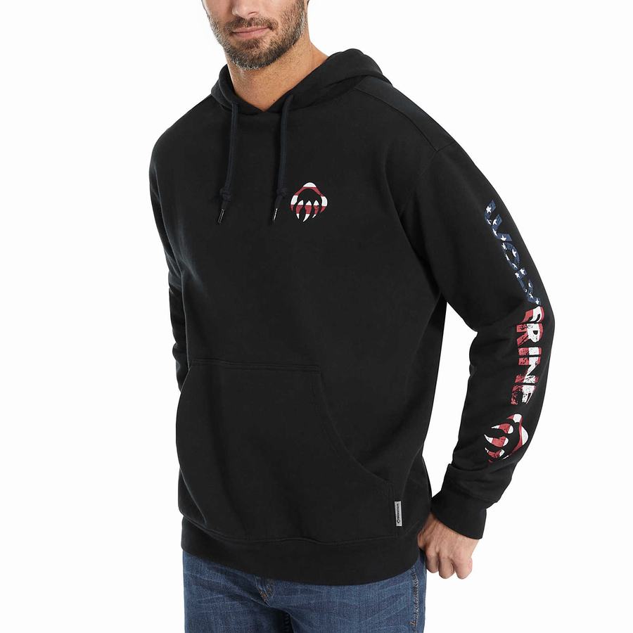 Black Wolverine Graphic - Americana Sleeve Men Hoodie | EQX2698RG