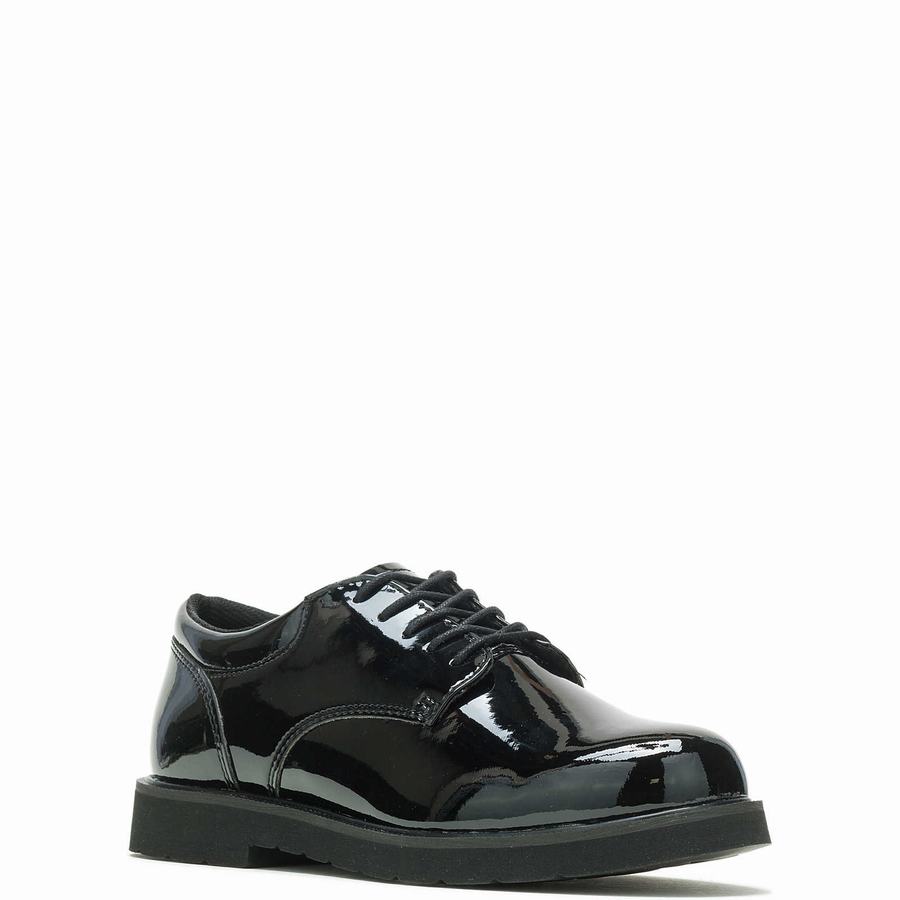 Black Wolverine High Gloss Duty Oxford Men Shoes | RWN1172AT