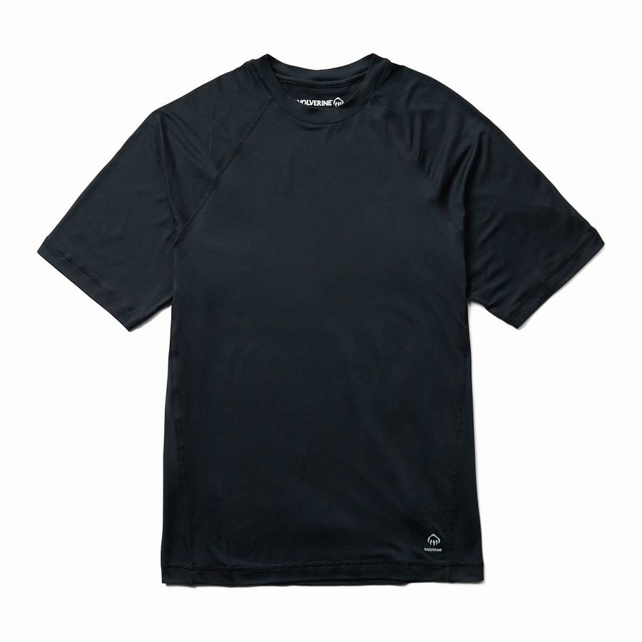 Black Wolverine Sun-Stop Eco Short Sleeve Tee Men T Shirts | QFZ3039XY