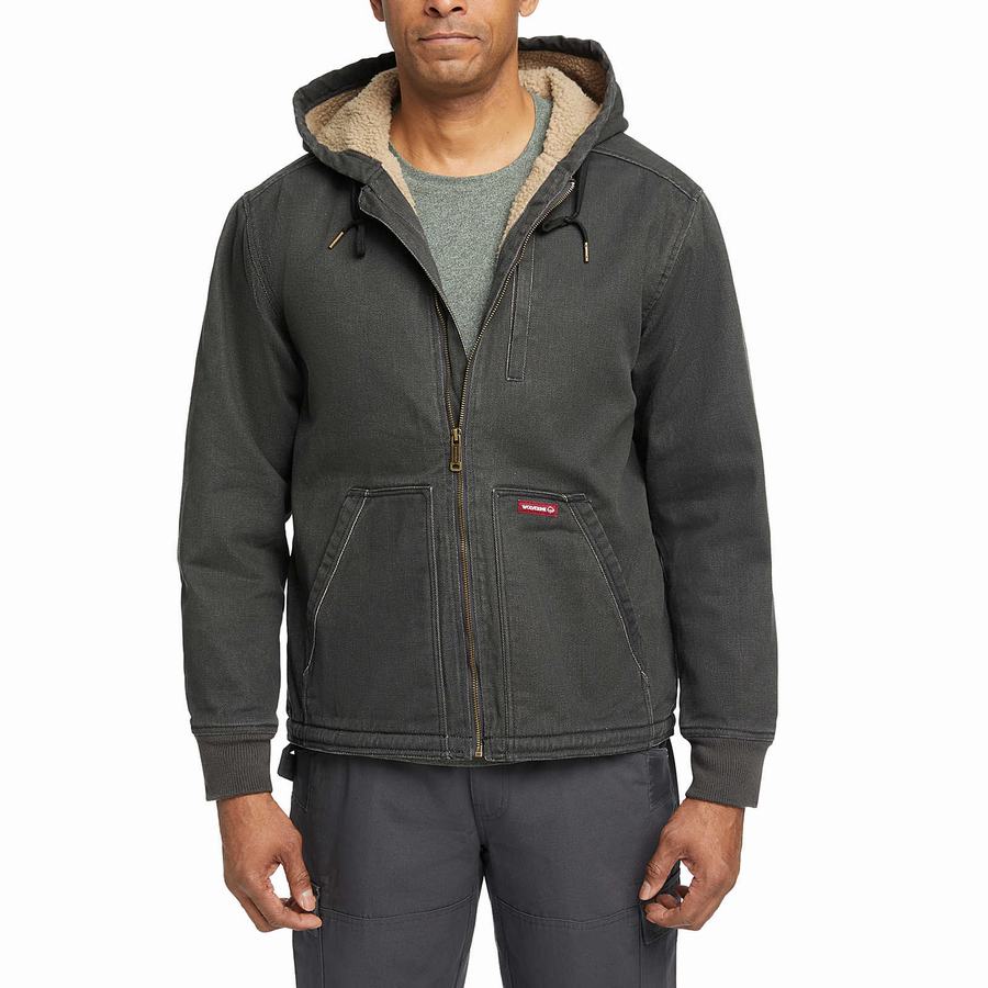 Black Wolverine Upland Sherpa Lined Hooded Men Jackets | PMA4249XD