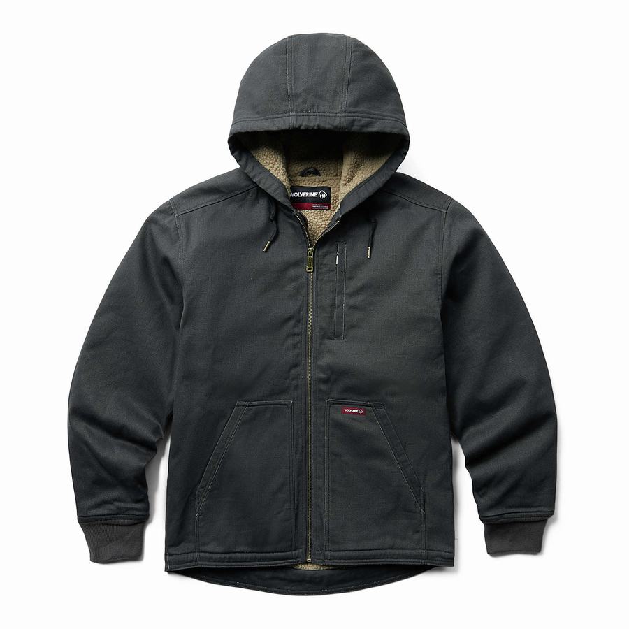 Black Wolverine Upland Sherpa Lined Hooded Men Jackets | PMA4249XD