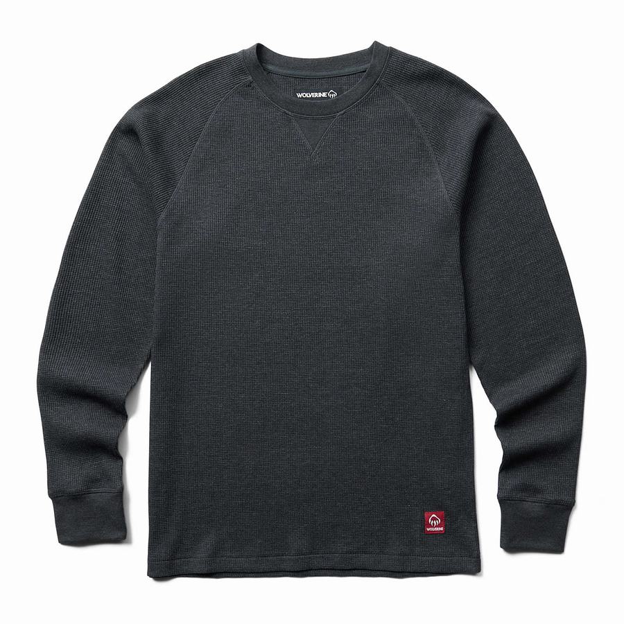 Black Wolverine Walden II Thermal Long Sleeve Tee Men T Shirts | SUM2486PH