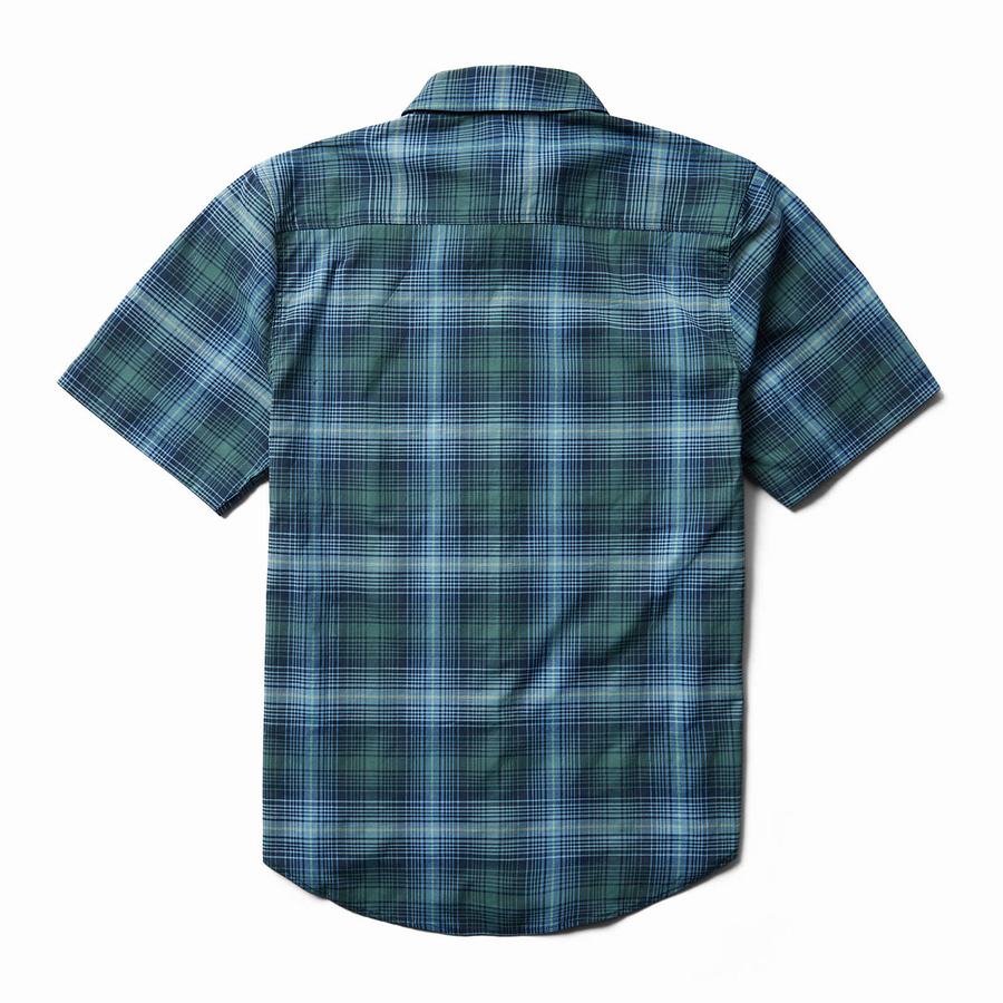 Blue Grey Wolverine Fuse Short Sleeve Plaid Men Shirts | NLS1455OB