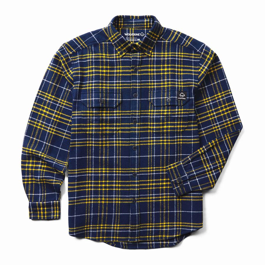 Blue Wolverine Glacier Heavyweight Long Sleeve Flannel Big & Tall Men Shirts | FRX5281WK