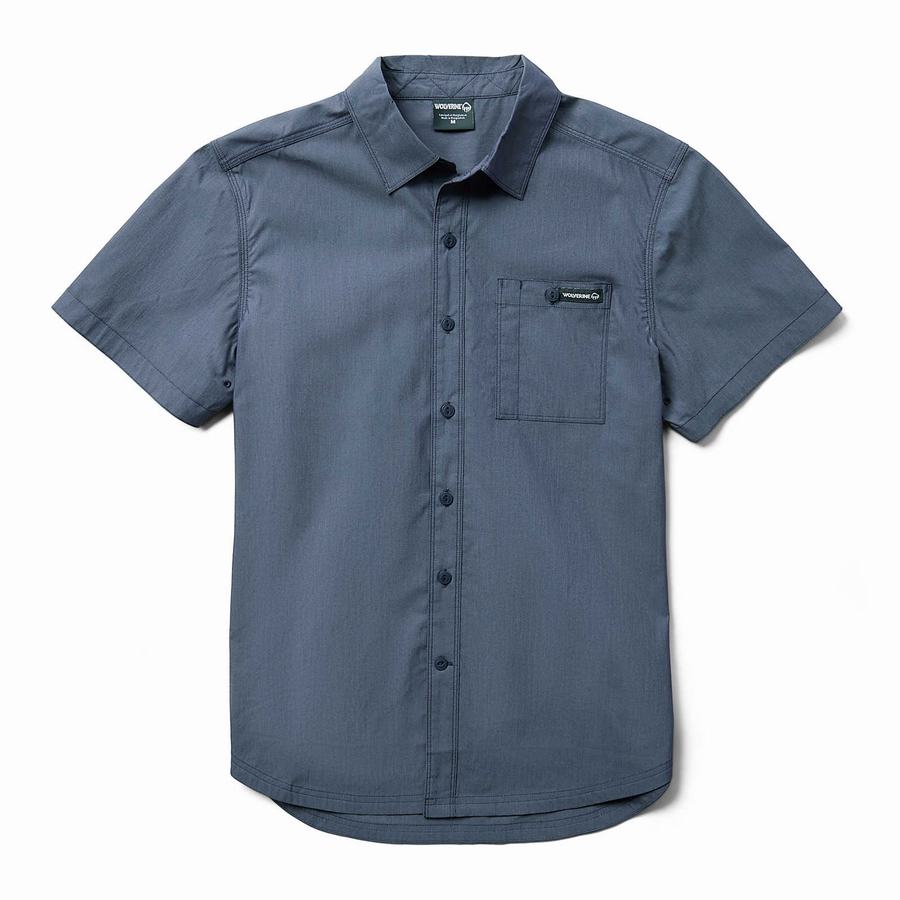 Blue Wolverine Grayson II Short Sleeve Chambray Men Shirts | SZH3434CL