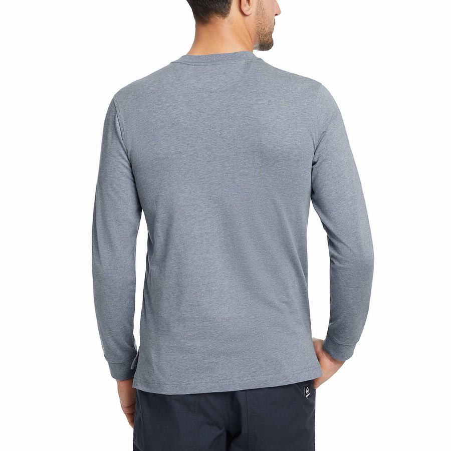 Blue Wolverine Guardian Cotton™ Long Sleeve Henley Men T Shirts | XBG951IA