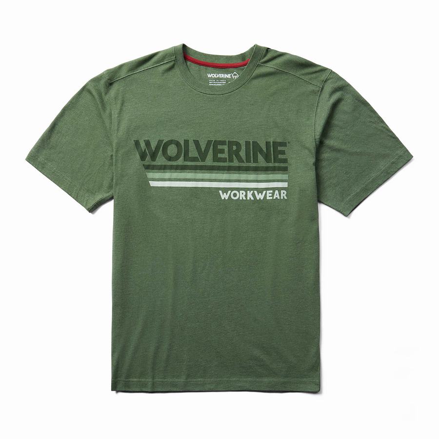 Brown Green Wolverine Classic Short Sleeve Graphic Tee Men T Shirts | QGY8621UV