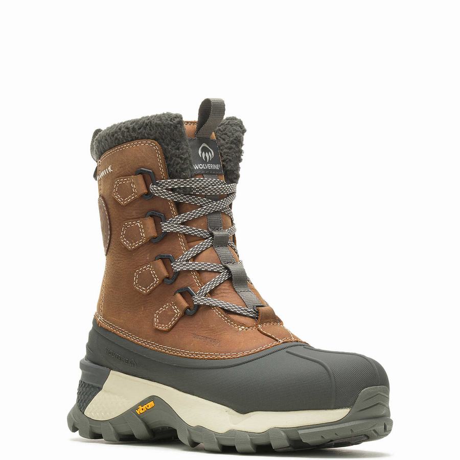 Brown Wolverine Glacier Surge Arctic Insulated Men Work Boots | CZQ5670AN