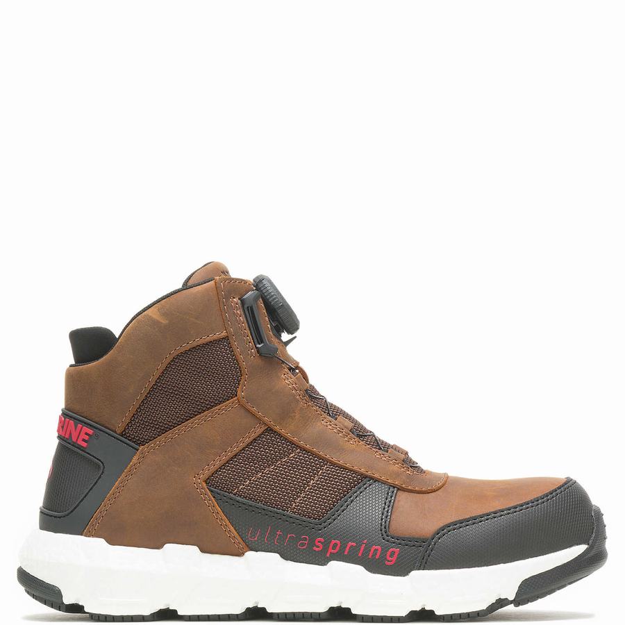 Brown Wolverine Rev BOA® UltraSpring™ DuraShocks® Vent CarbonMax™ Men Work Shoes | QRX4188CM